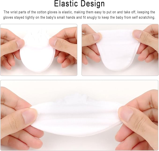 Newborn Baby Mittens No Scratch Cotton Elastic Wrist Gloves Infant Toddler Mittens for Baby Boy Girl 0-6 Months