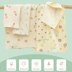 MUKIN Baby Muslin Washcloths and Burp Cloths, Floral Pattern Cotton Face Towels, Burping Cloths for Newborn,6-Pack,10x20 inches