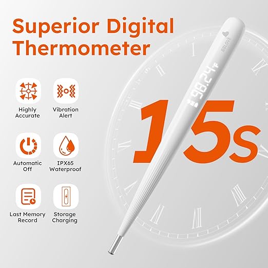 Oral Thermometer for Adults and Kids，Rechargeable Fast Reading Digital Thermometer with LED Display，Medical-Grade Accurate Rectal Thermometer for Babies