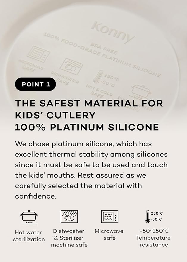 Konny EASYFEED Silicone Plate with Lid (1-4Y) 3-Divided Suction Plate Baby Led Weaning Supplies Training Baby Utensils Feeding Supplies (Pink)