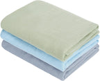 Muslin Swaddle Blankets, Nursery Receiving Blanket for Newborn, Baby Swaddle Wrap Soft Silky & Breathable, 3 Packs, 47 X 47In (Blue and Green 3 Pieces)