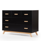 dadada Soho 5-Drawer Dresser for Nursery and Bedroom - Modern Design, Large Storage, Baby-Safe Finish, Soft Close Drawers, Anti-Tip Safety, Sturdy Legs & Solid Wood Handles, 47” Wide (Black+Natural)