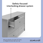 Storkcraft Crescent 6 Drawer Double Dresser (Pebble Gray) – GREENGUARD Gold Certified, Nursery Dresser for Kids Bedroom