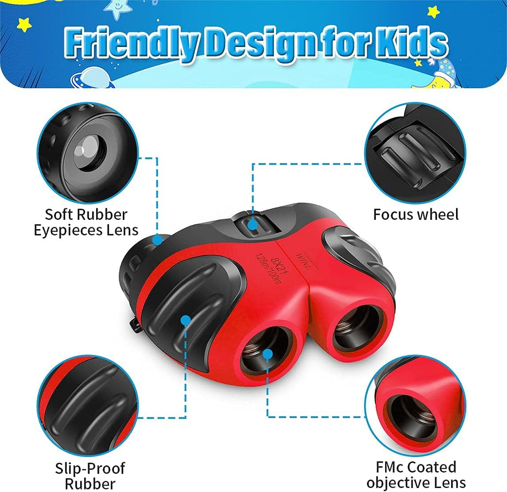 Best Easter Gifts for Teen Girl, VNVDFLM Compact Shock Proof Telescope for Kids Toy for 3-12 Year Old Boys Girls to Bird Watching or Hiking, Birthday Presents for 7 Year Old Boys (Red)