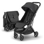 UPPAbaby Minu V3 Travel Stroller | Lightweight + Compact Design | One-Hand Fold + Unfold | from Birth + Overhead Compatible | Jake (Charcoal/Carbon Frame/Black Leather)