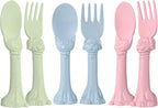 Made in USA Spoon la la Toddler Utensils Set - 6 Pack (3 Spoons & 3 Forks for Kids) - Self-Standing 3D Ergonomic Cat & Dog Handles - BPA-free, Dishwasher Safe, Baby Silverware (Blue, Pink, Mint)