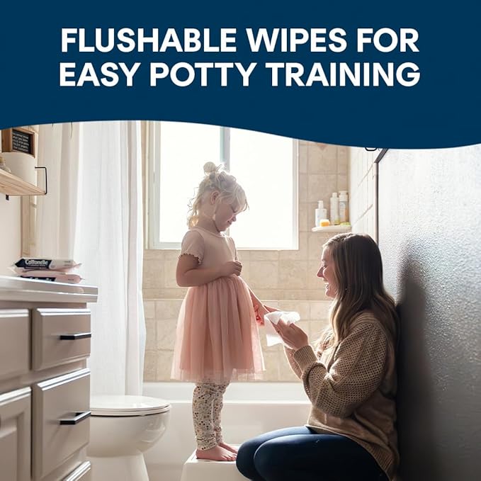 Cottonelle Fragrance Free Flushable Wet Wipes, Adult Wet Wipes, 8 Flip-Top Packs, 42 Wipes Per Pack