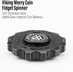 FREELOVE Metal Fidget Spinner, Viking Pirate Haptic Gyro, Heavy Stainless Steel Hand Spinning, Small Round Gear Fidget Block, Premium Bearing Silent Long Spinning for Adults Anxiety Cool, Black