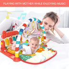 Musical Baby Gyms Play Mats Musical Activity Mat Piano Baby Play Gym Tummy Time Padded Mat for Baby Newborn Toddler Infants (Red)