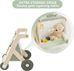 Beright Wooden Baby Walker with Roller Upgraded, Push and Pull Learning Activity Walker, Multi-Functional Kids’ Activity Toys, Develops Motor Skills & Stimulates Creativity, Green