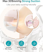 Paruu Hands Free Breast Pump P16, Wearable Breast Pump Electirc Portable with 4 Modes & 12 Levels, Max 309mmHg Strong Suction 19/21/24mm Flange Inserts Wearable Breastfeeding Pump, 2 Pack（Nude