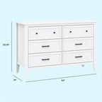 DaVinci Beau 6-Drawer Dresser in White, GREENGUARD Gold Certified, Easy Assembly