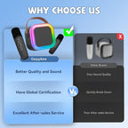 【2025 Newest】 Mini Karaoke Machine for Kids Girls & Boys - Portable Bluetooth Speaker with 2 Wireless Microphones - Kids Birthday Gifts for Ages 4-10 - Kids' Instrument Accessories - Black