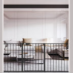 DEARBB Triple Lock Baby Gate for Stairs Doorways and House 31" to 86" Extra Wide Pressure Mounted Easy Walk Through Auto Close Safety Pet Gate Black 49.21-67.32"