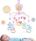 Baby Mobile for Crib with Musicial and Lights, Remote and Projection. Pack and Play Toys for Ages 0+ Months (Pink-Bee)