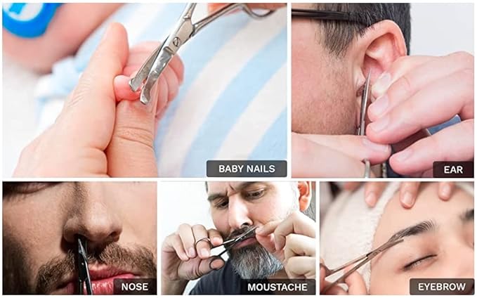 Rounded Stainless Steel Facial Hair Scissors – Safety Scissors for Nose Hair, Eyebrows, Eyelashes, Mustache, Beard, and Baby Nails
