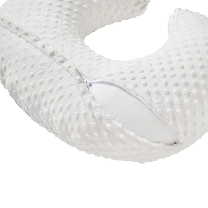 Nursing Pillow and Positioner, Breastfeeding, Bottle Feeding, Baby Sitting Support with Removable Ultra Soft Cover, Tummy Time Support for Baby Boys and Girls (White)