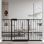 Fairy Baby Extra Wide Baby Gate Black 53-57.5 Inch Wide, Walk Through Pressure Mounted No Drill, Long and Large Tension Gate for Pet and Kids