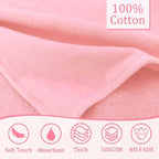 VOOVA & MOVAS Thick Baby Hooded Bath Towel - 100% Cotton,500GSM, 33x31.5 Inches,0-2Years,Super Absorbent Large Towel with Cute Elephant Ears Hood for Newborn, Baby, Infant, Pink