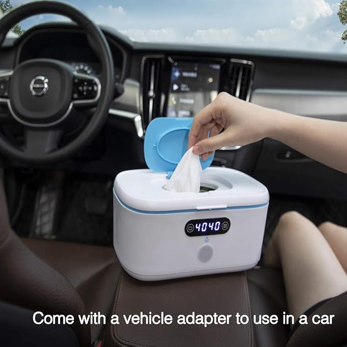 Bellababy Wipe Wamer for Vehicle and Home Use, Baby Wet Wipes Dispenser and Diaper Wipe Warmer with Night Light,Temperature Display,No Need Water and Sponge, ℉ and ℃ Convertible