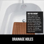 GORILLA GRIP Patented Bath Tub Shower Mat, Machine Washable Bathtub Floor Liner Mats, Suction Cups and Drain Holes to Keep Tubs Clean, Soft on Feet, Bathroom Essentials, 35x16 Inch, Brown