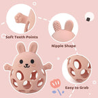 Baby High Chair Suction Toys Teething Chew - Baby Teething Toys Silicone Teethers Table Toys, Food Grade Silicon for 6 12 18 Months (RPinkFPink)