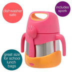 b.box Insulated Food Jar with Spork for Toddlers | Easy Open Container for Toddlers | Stainless Steel, 5hrs + of Perfect temperatures | Dishwasher Safe, BPA Free (Strawberry Shake, 11 oz)