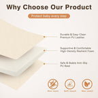 Foam Baby Play Mat: PU Leather Waterproof Kids Playmat - Trifold Floor Mat - Large Play Mat for Playpen Thick Pad Fodable Mattress Soft Toddler Mattress Infant Cushion for Preschool (Beige)