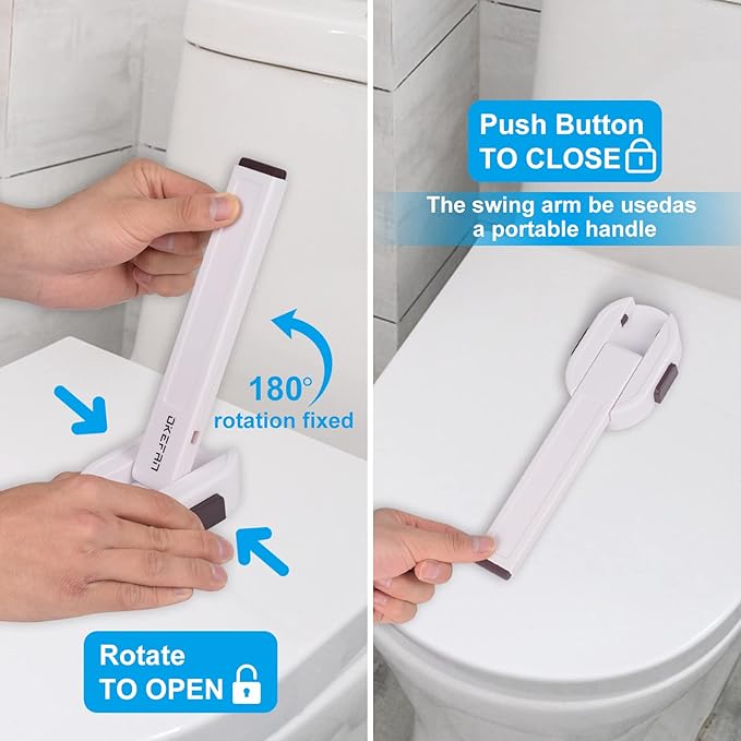 Toilet Locks Baby Proof - OKEFAN Toilet Seat Lock Child Safety for Toddlers Adhesive Kids Proofing Toilet Lid Lock Easy to Install No Drill Needed (2)