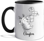 Hedgehog White Ceramic Coffee Mug, Personalized Hedgehog Accent Coffee Cup Gift For Dad Mom Daughter Son Kids, Funny Animal Travel Mug 11 Oz 15 Oz, Custom Name Hedgehogs Teacup Gift For Birthday Xmas