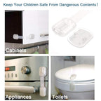 Baby Safety Locks - Maveek 8 Pack Child Proofing Lock For Drawers Doors Cupboard Dresser Door Closet Toilet Seat Oven Refrigerator, Adjustable Transparent Latches, 9 Pcs Extra Adhesive Pads