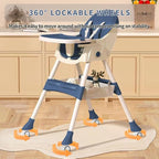 High Chairs for Babies and Toddlers, 4 in 1 Convertible Baby High Chair, Portable High Chair for Travel with Adjustable Height and Back, Foldable HighChair with Wheels& Pu Cushion