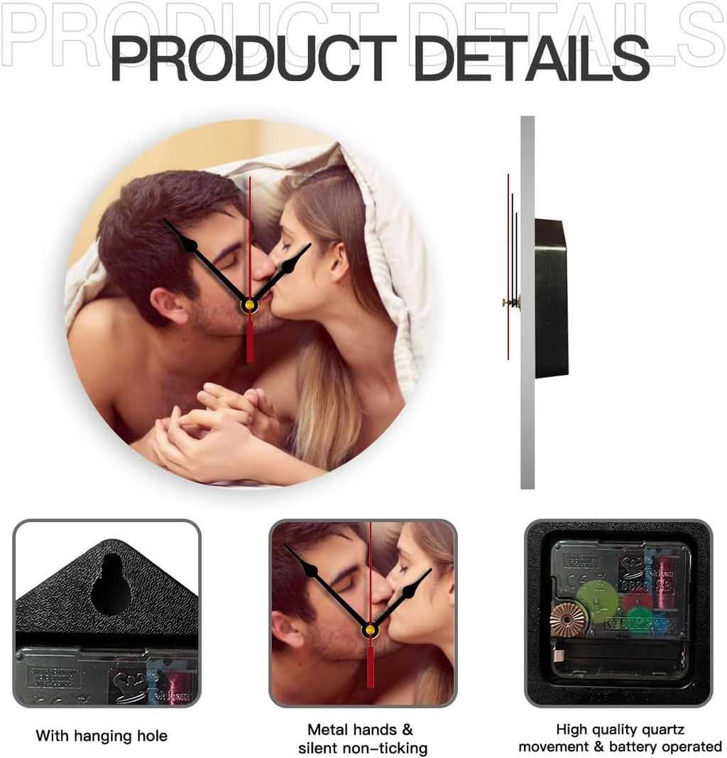 Generic Custom Clocks for Walls Personalized Clocks with Picture Customize Gifts for Kitchen Bathroom Home Creative, 10inch-25cm