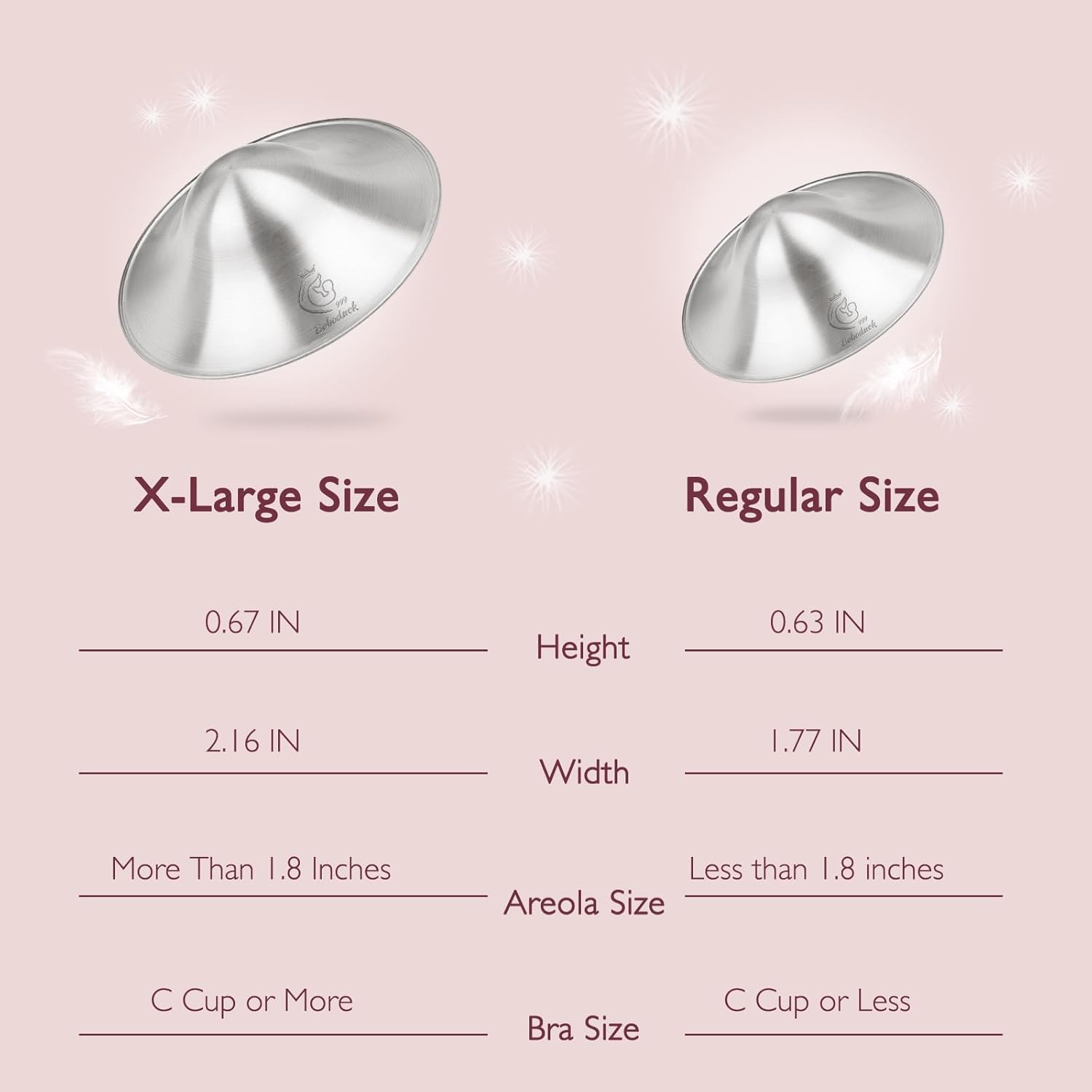 Boboduck The Original Silver Nursing Cups - 999 Silver Nipple Covers Breastfeeding - Protect and Soothe Sore Nipples - Breastfeeding Essentials Silver Nipple Guards with Soft Silicone Ring (X-Large)