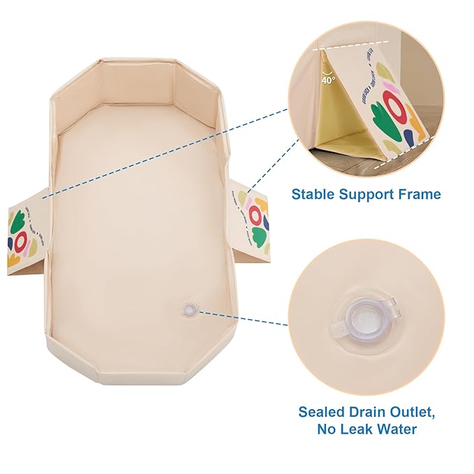 Foldable Baby Bathtub, RONBEI Collapsible Baby Bath Tube Portable Toddler Newborn Bathtub for Shower, Newborn Infant Bathtub with Non-Slip Base