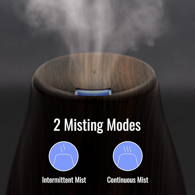 HealthSmart Essential Oil Diffuser, Cool Mist Humidifier and Aromatherapy Diffuser with 150ML Tank Ideal for Small Rooms, Adjustable Timer and Mist Mode, Wood Grain Brown (Pack of 2)