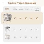 Baby Changing Table, Versatile Folding Changing Table with 2 Drawers, Portable Baby Diaper Changing Station with Toy Holder, Adjustable Height Mobile Nursery Diaper for Infant and Newborn