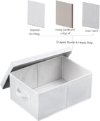 HOONEX Storage Bins with Lids for Organizing, Pack of 2, Storage Boxes with 2 Carrying Handles and Sturdy Heavy Cardboard, 16.5" L x 11.8" W x 7.5" H for Shoes, Books, Clothes, Nursery, White