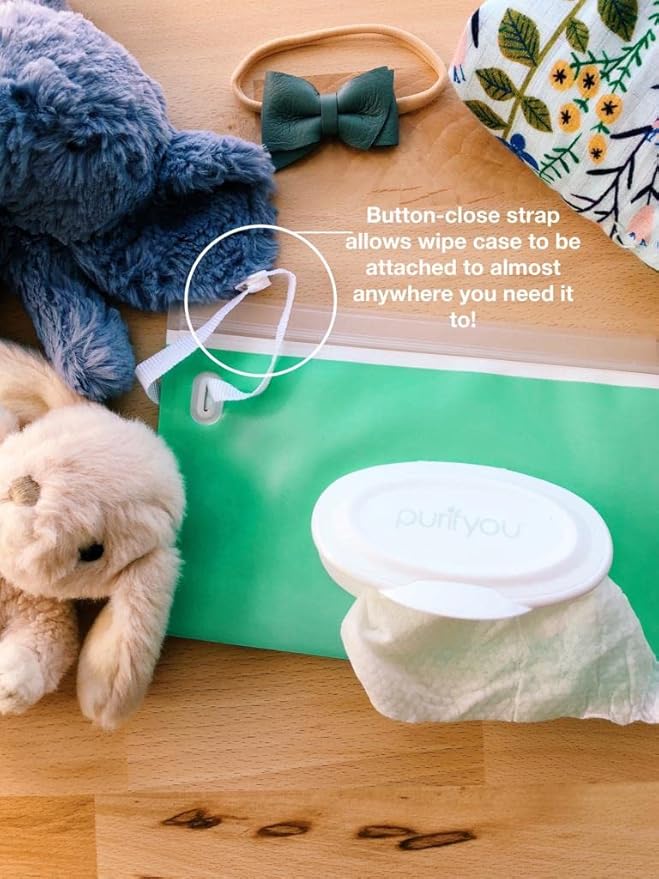 Baby Wipe Case Travel Holder | Keeps Wipes Moist | Set of 3 Wet Wipes Holders Cases | Portable Travel On The Go Refillable Dispenser Container, by purifyou