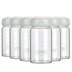 COMI Wide Neck Glass Breastmilk Collection n Storage Bottle, 6oz with Screw Ring Sealing Disk; Re-markable Sealing Disc. BPA Free, Fits Breast Pumps & Nipples (Gray Lids)