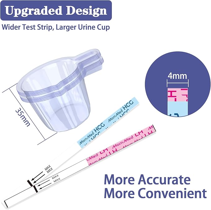 MomMed Ovulation Test Kit (HCG15-LH40), 15 Pregnancy & 40 Ovulation Test Strips with 55 Urine Cups Reliable & Quick Early Pregnancy Test