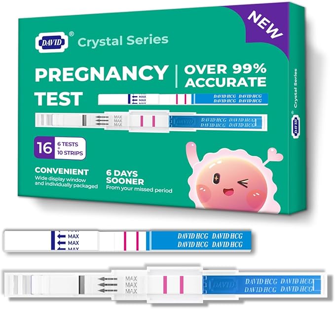 DAVID Pregnancy Test 16 Counts HCG Midstream Tests Early Detection, 6 Days Earlier Than The Missed Period, 6 Lightweight Pregnancy Tests and 10 Pregnancy Tests Strips