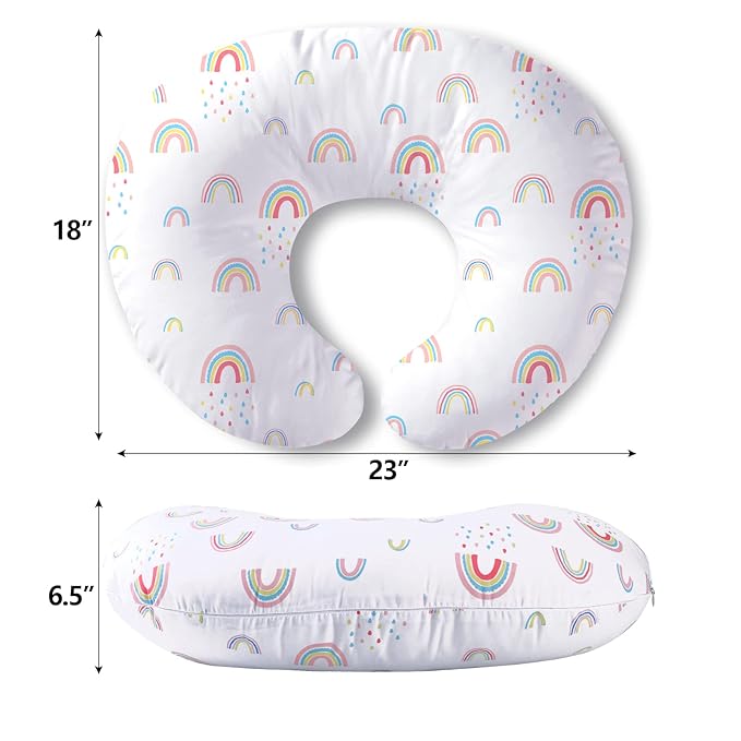 Plushii Nursing Pillow, Breathable Nursing Pillows for Breastfeeding, Breast Feeding Pillows for Mom, Breastfeeding Pillows for Bottle Feeding, Tummy Time, Sitting Support - Rainbow World