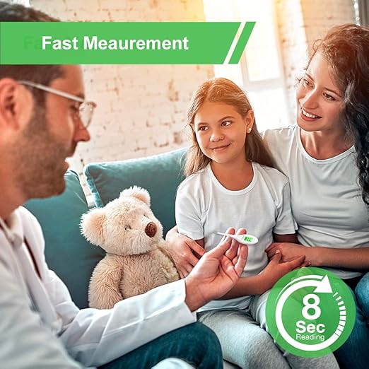 Easy@Home 8 Sec Fast Reading Digital Oral Thermometer for Adult, Kid and Baby, Oral, Rectal and Underarm Temperature Measurement for Fever with Two-Color LCD Display Backlit and Alarm EMT-A12