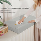 Vegan Leather Changing Pad Cover - 31"X 16" - Waterproof Wipeable, Extra Thick & Portable & Non-Slip Diaper Mat - Fits Standard Changing Tables for Baby Boy Girl (Gray)