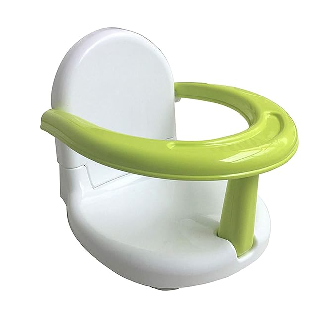 Foldable Non Slip Bath Seat - Baby Bathtub Chair for Sitting Up, Wrap-Around Seat with Suction Cups, 6-18 Months (White Green)