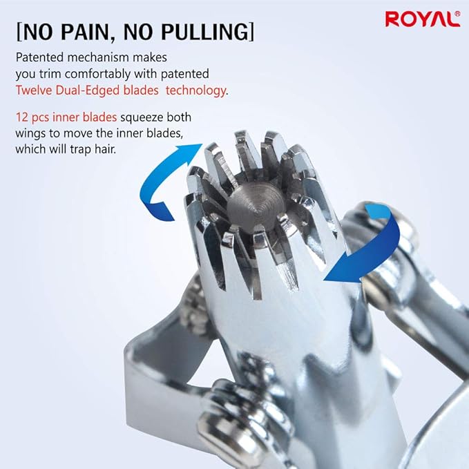ROYAL [Made in Korea] Nose Hair Trimmer for Men Birdie, Manual, Battery-Free, Waterproof, Painless with Twelve Dual-Edged Blades, Patented Mechanism ET-4