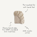 mushie Extra Soft Muslin Fitted MINI Crib Sheet | 24"x 38" (Tradewinds)