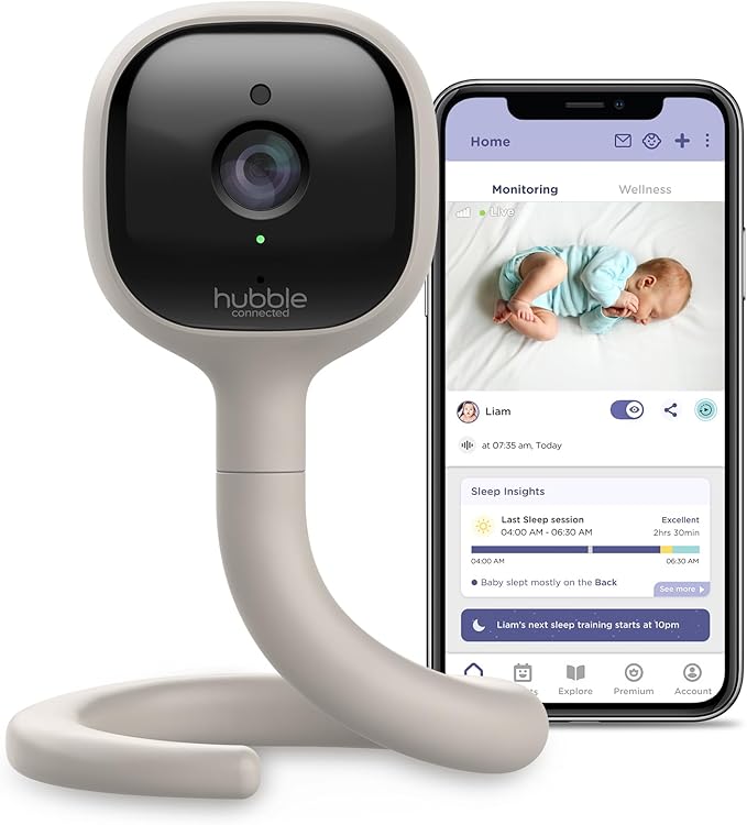 Hubble AI Vision FlexPay - Free Camera - Access to Premium + AI Features (Baby Cry Alerts, Rollover Detection, Sleep Insights) – 2K Ultra Clear HD Smart Baby Monitor – Requires Subscription After 3mo