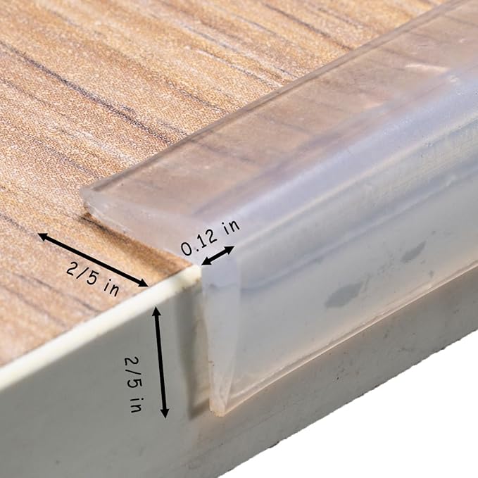 Edge Protector 100% Silicone, Baby Proofing Corners Clear Guards, Pre-Tape Adhesive Soft for Kids Safety, Child Table Cabinets Furniture Bumper (2/5x2/5 in (Thin Width), 12 FT)